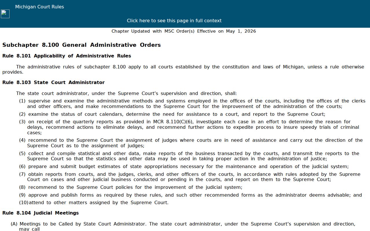Montcalm County docket search Michigan court-record access rule