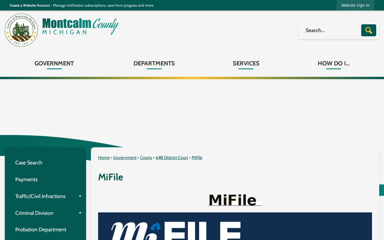Montcalm County civil court docket MiFILE workstation guidance