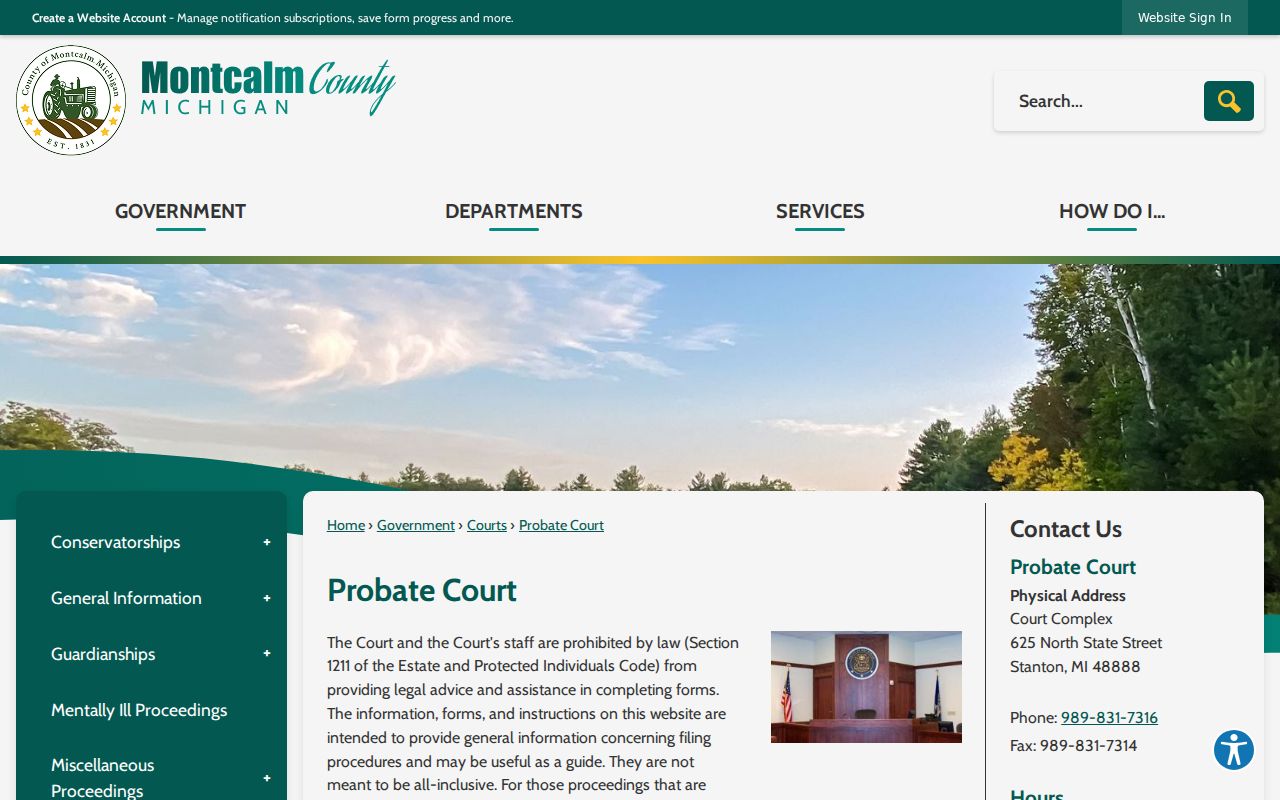 Montcalm County probate court records and copy-request office