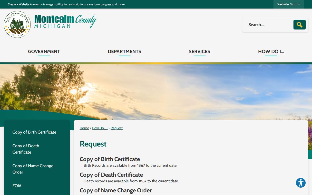Montcalm County public records request information for administrative records