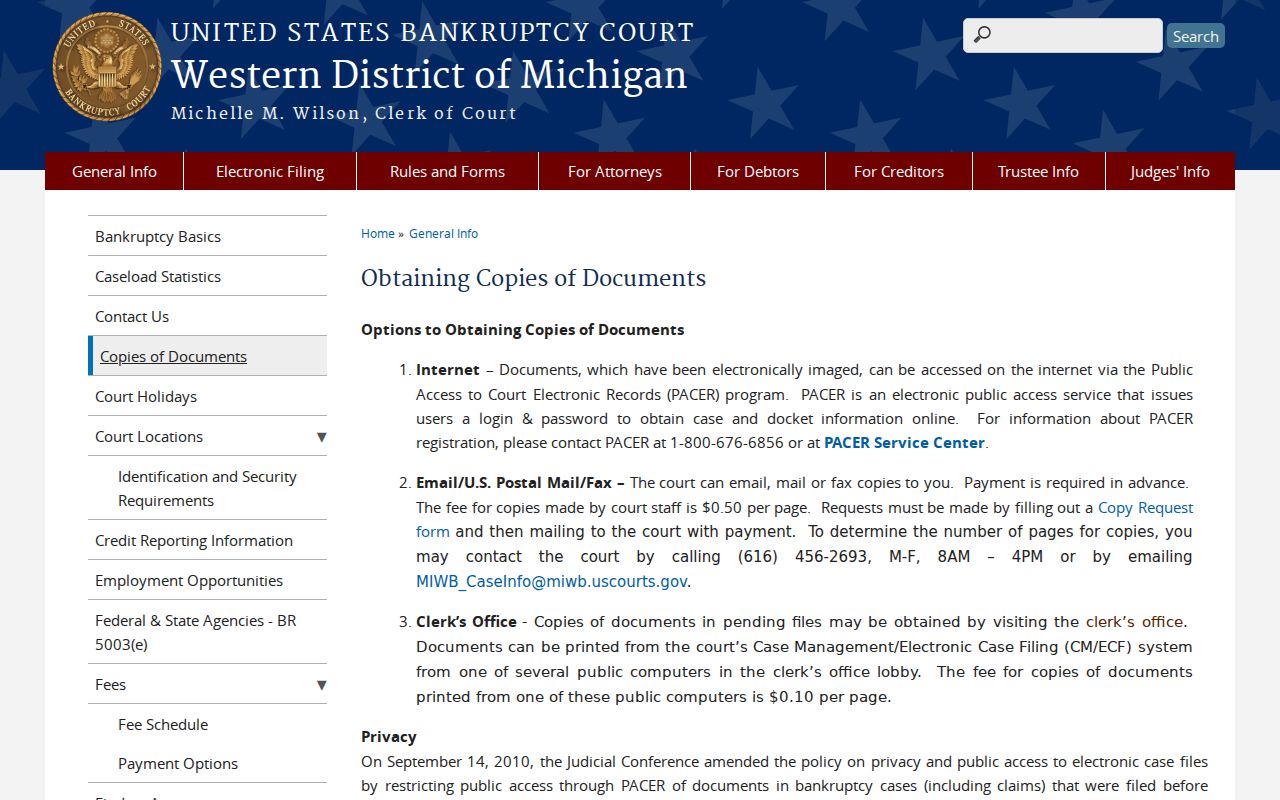 Montcalm County court docket bankruptcy copy request source